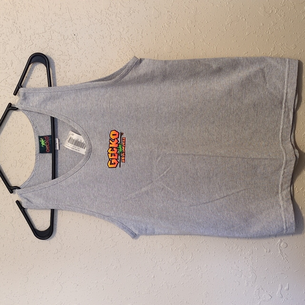 Vintage NWT Hawaii Gecko tank top shirt Medium M W/ Stripes